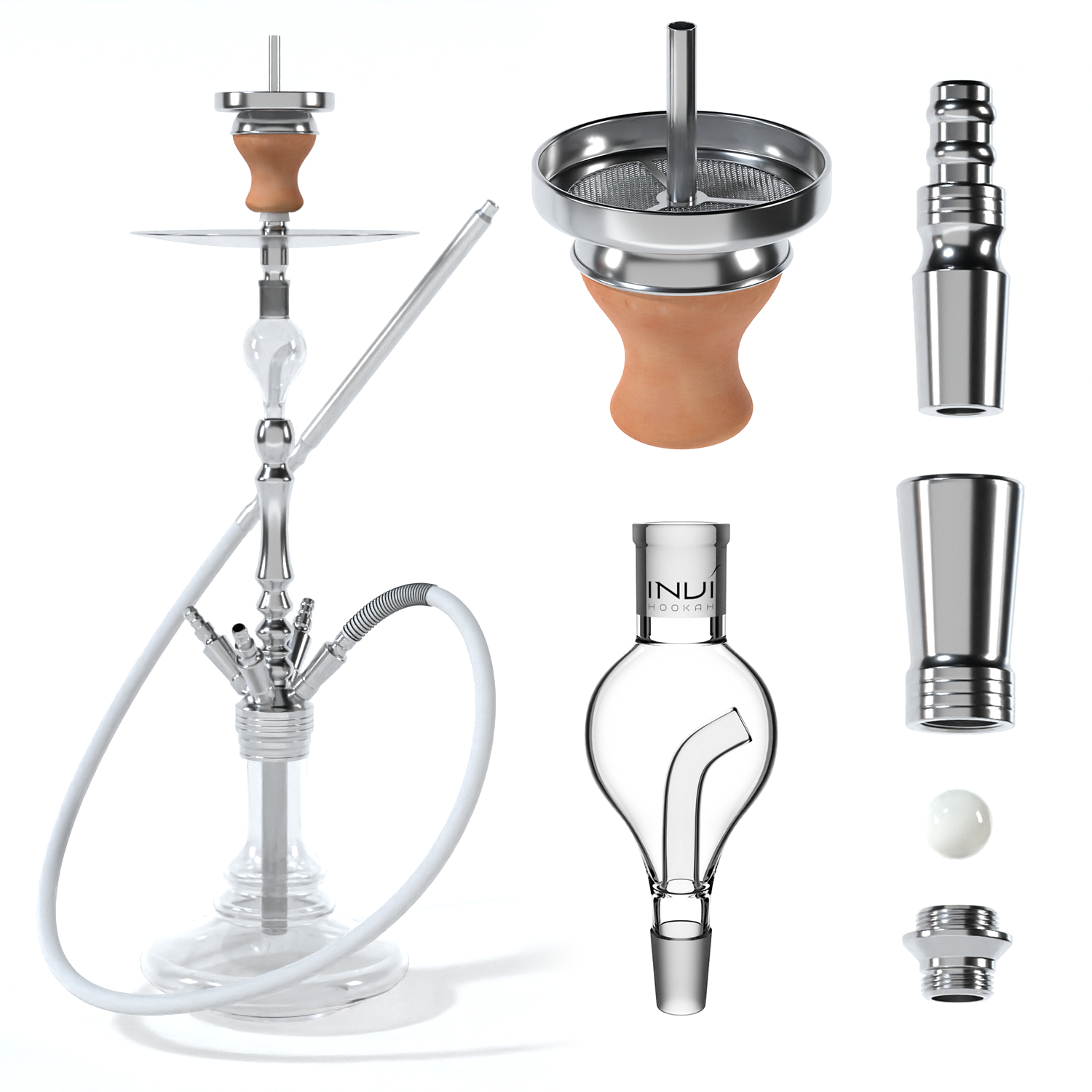 Invi Shisha Edelstahl Tesseract Edelstahl Silber Clear
