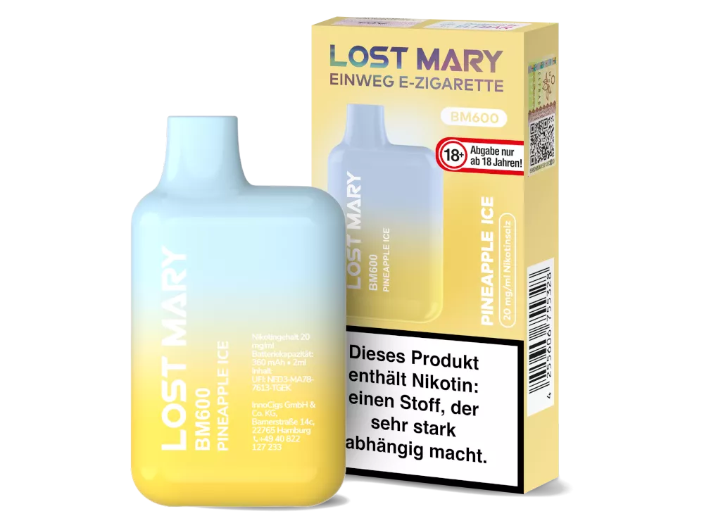 Lost Mary Einweg E-Zigarette BM600 20mg/ml Pineapple Ice
