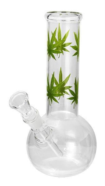 Glas Bong Bubble Straight Full Leaf Design 20cm
